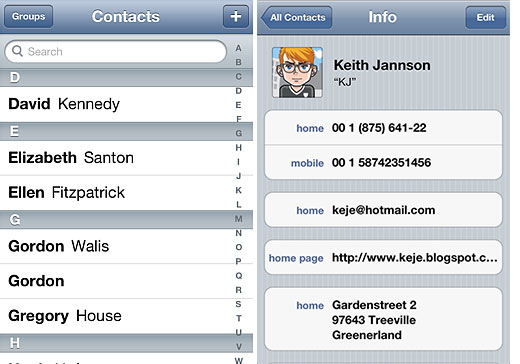 Contacts iPhone